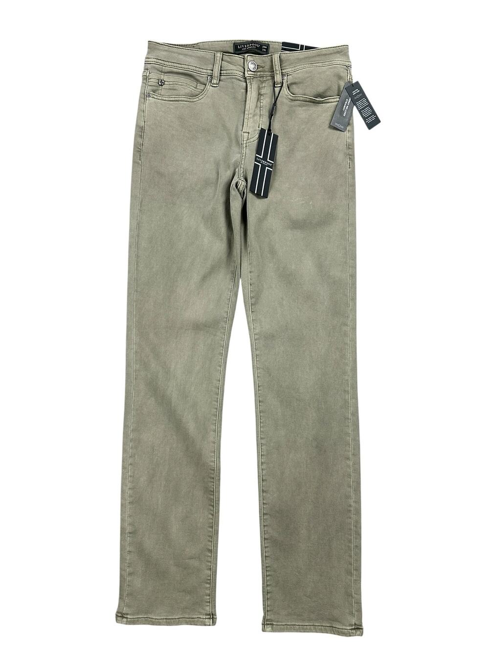 Liverpool LA Regent Relaxed Straight Stretch Jeans Pewter Green - Size 28x34